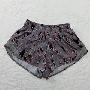 Lululemon hotty hot shorts Size 2 Abstract Print Grey purple Black Mesh